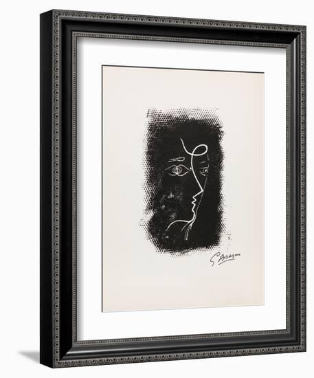 Profil de Femme from Souvenirs de Portraits d'Artistes. Jacques PrŽvert: Le Coeur-Georges Braque-Framed Collectable Print