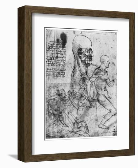 Profile of a Man's Head and Studies of Two Riders, C1490 and C1504-Leonardo da Vinci-Framed Giclee Print