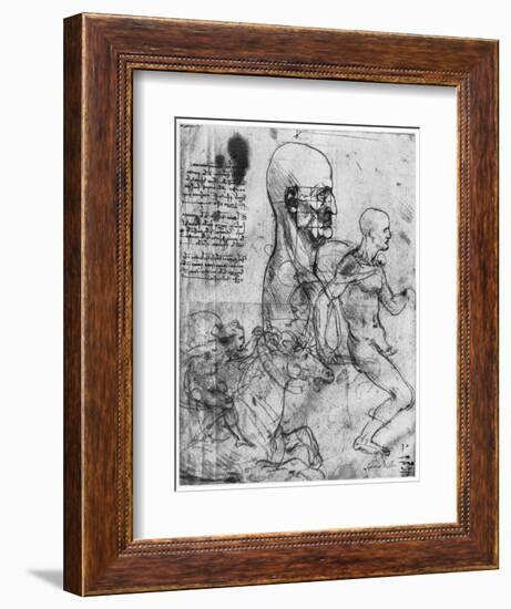 Profile of a Man's Head and Studies of Two Riders, C1490 and C1504-Leonardo da Vinci-Framed Giclee Print