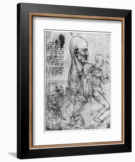 Profile of a Man's Head and Studies of Two Riders, C1490 and C1504-Leonardo da Vinci-Framed Giclee Print