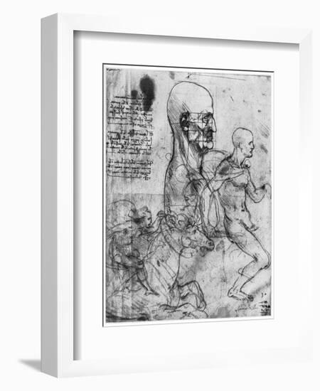 Profile of a Man's Head and Studies of Two Riders, C1490 and C1504-Leonardo da Vinci-Framed Giclee Print