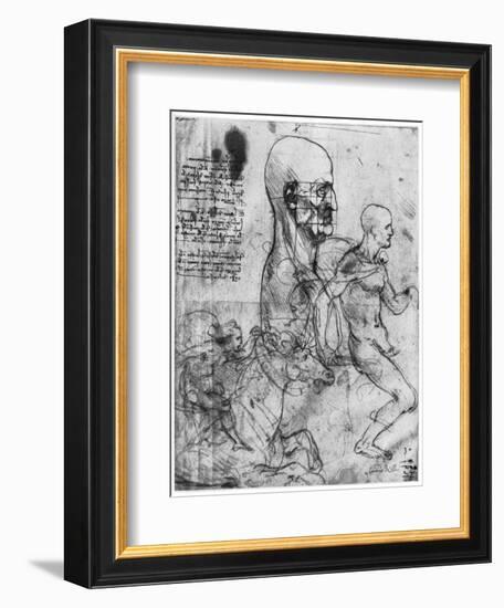 Profile of a Man's Head and Studies of Two Riders, C1490 and C1504-Leonardo da Vinci-Framed Giclee Print