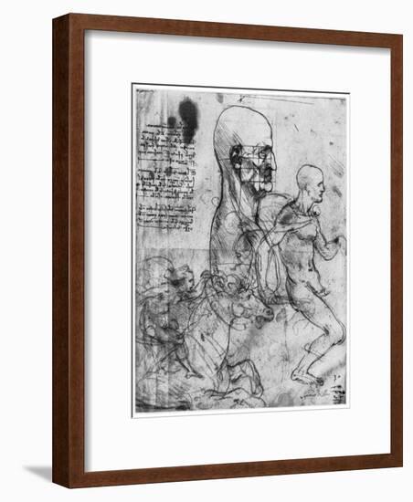 Profile of a Man's Head and Studies of Two Riders, C1490 and C1504-Leonardo da Vinci-Framed Giclee Print