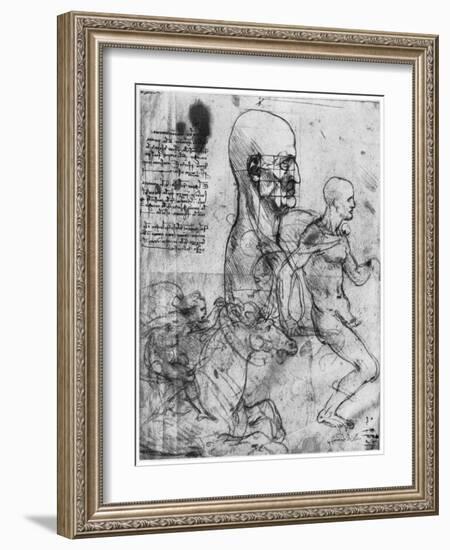 Profile of a Man's Head and Studies of Two Riders, C1490 and C1504-Leonardo da Vinci-Framed Giclee Print