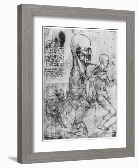 Profile of a Man's Head and Studies of Two Riders, C1490 and C1504-Leonardo da Vinci-Framed Giclee Print