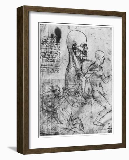 Profile of a Man's Head and Studies of Two Riders, C1490 and C1504-Leonardo da Vinci-Framed Giclee Print
