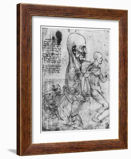 Profile of a Man's Head and Studies of Two Riders, C1490 and C1504-Leonardo da Vinci-Framed Giclee Print