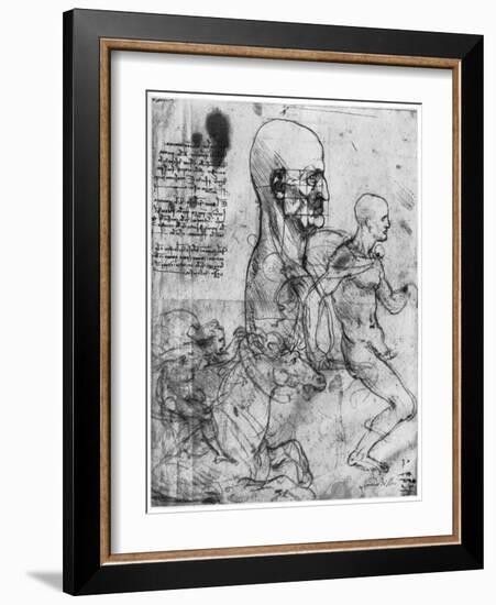 Profile of a Man's Head and Studies of Two Riders, C1490 and C1504-Leonardo da Vinci-Framed Giclee Print