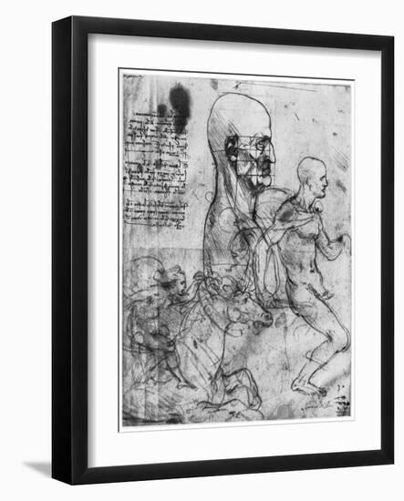 Profile of a Man's Head and Studies of Two Riders, C1490 and C1504-Leonardo da Vinci-Framed Giclee Print