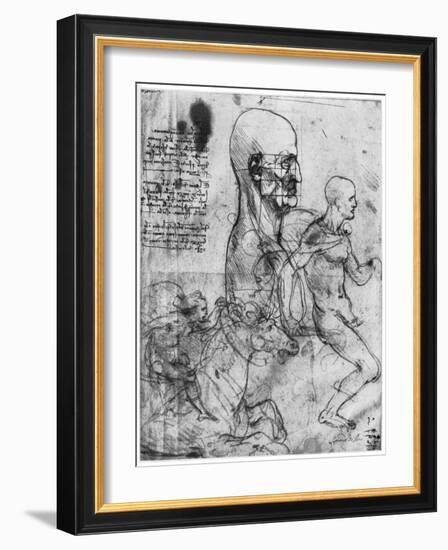 Profile of a Man's Head and Studies of Two Riders, C1490 and C1504-Leonardo da Vinci-Framed Giclee Print