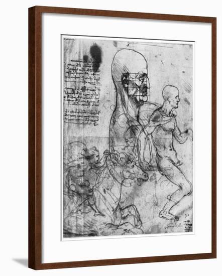 Profile of a Man's Head and Studies of Two Riders, C1490 and C1504-Leonardo da Vinci-Framed Giclee Print