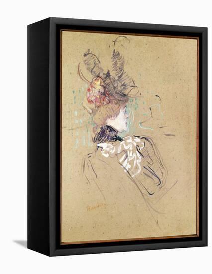 Profile of a Woman, 1896 (Oil on Card)-Henri de Toulouse-Lautrec-Framed Premier Image Canvas