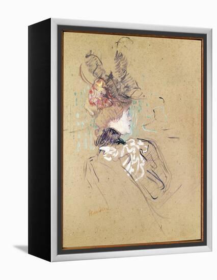 Profile of a Woman, 1896 (Oil on Card)-Henri de Toulouse-Lautrec-Framed Premier Image Canvas