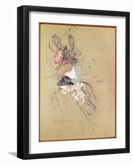 Profile of a Woman, 1896 (Oil on Card)-Henri de Toulouse-Lautrec-Framed Giclee Print