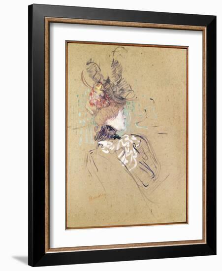 Profile of a Woman, 1896 (Oil on Card)-Henri de Toulouse-Lautrec-Framed Giclee Print