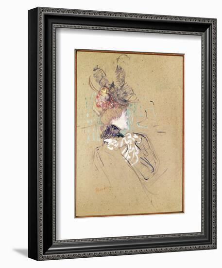 Profile of a Woman, 1896 (Oil on Card)-Henri de Toulouse-Lautrec-Framed Premium Giclee Print