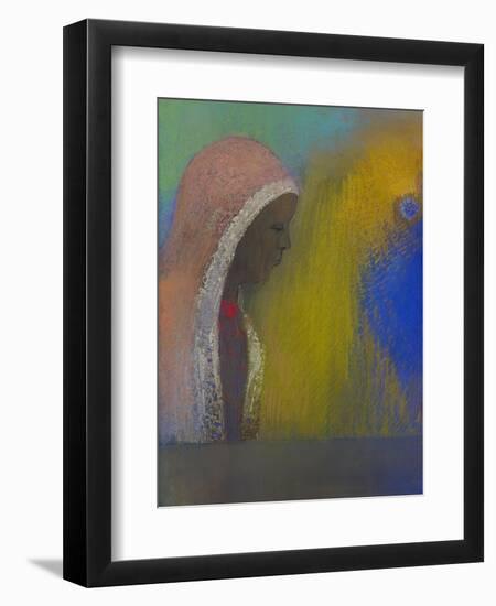 Profile of a Woman with a Pink Veil, 1885-Odilon Redon-Framed Giclee Print