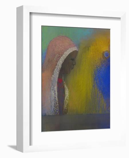 Profile of a Woman with a Pink Veil, 1885-Odilon Redon-Framed Giclee Print