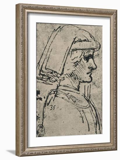 'Profile of a Young Man Wearing a Chaperon', c1480 (1945)-Leonardo Da Vinci-Framed Giclee Print