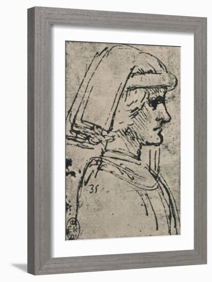 'Profile of a Young Man Wearing a Chaperon', c1480 (1945)-Leonardo Da Vinci-Framed Giclee Print