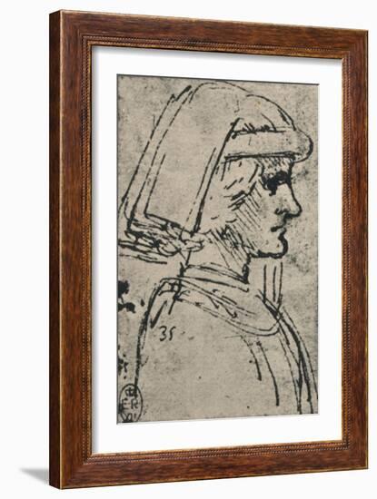 'Profile of a Young Man Wearing a Chaperon', c1480 (1945)-Leonardo Da Vinci-Framed Giclee Print