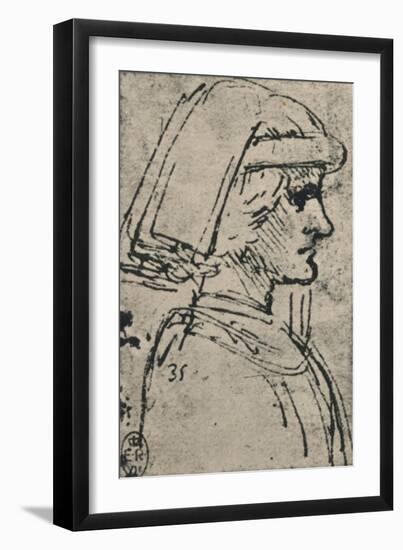 'Profile of a Young Man Wearing a Chaperon', c1480 (1945)-Leonardo Da Vinci-Framed Giclee Print