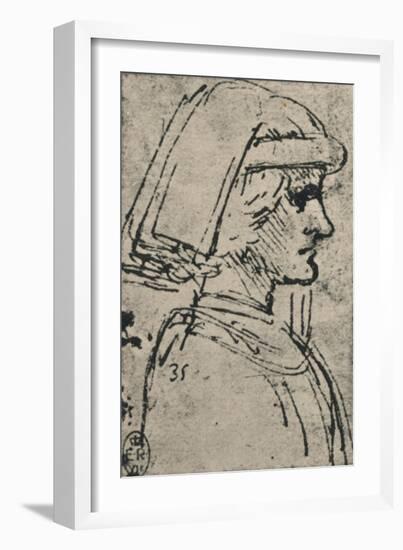 'Profile of a Young Man Wearing a Chaperon', c1480 (1945)-Leonardo Da Vinci-Framed Giclee Print