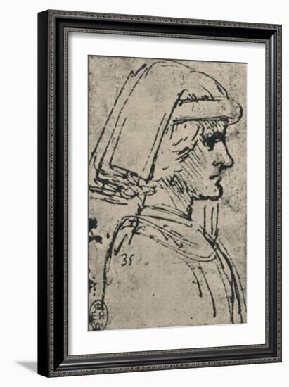 'Profile of a Young Man Wearing a Chaperon', c1480 (1945)-Leonardo Da Vinci-Framed Giclee Print