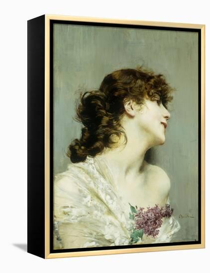 Profile of a Young Woman-Giovanni Boldini-Framed Premier Image Canvas