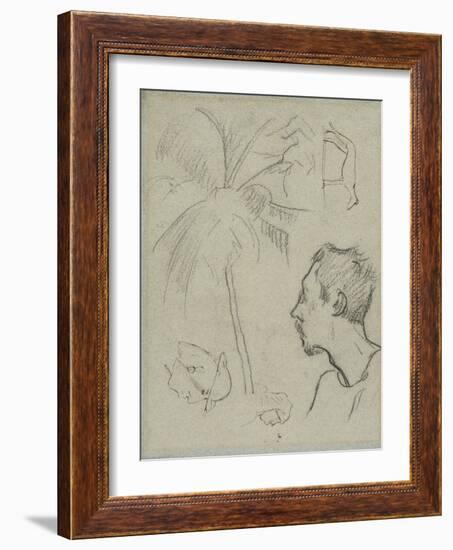 Profile of Charles Laval with Palm Tree and Other Sketches , 1887-Paul Gauguin-Framed Giclee Print