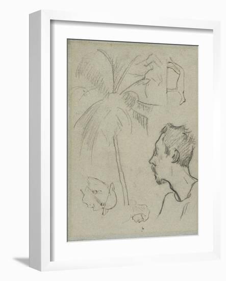 Profile of Charles Laval with Palm Tree and Other Sketches , 1887-Paul Gauguin-Framed Giclee Print