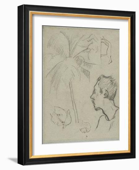 Profile of Charles Laval with Palm Tree and Other Sketches , 1887-Paul Gauguin-Framed Giclee Print