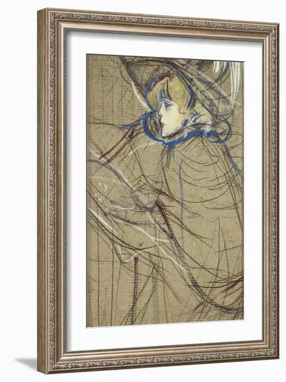 Profile of Woman: Jane Avril; Profil De Femme: Jane Avril, 1893-Henri de Toulouse-Lautrec-Framed Giclee Print