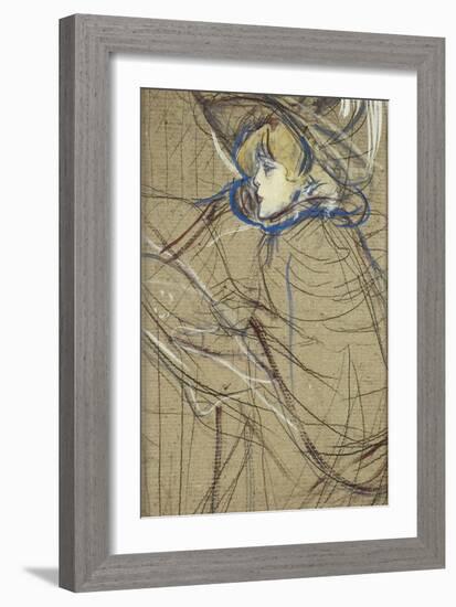 Profile of Woman: Jane Avril; Profil De Femme: Jane Avril, 1893-Henri de Toulouse-Lautrec-Framed Giclee Print