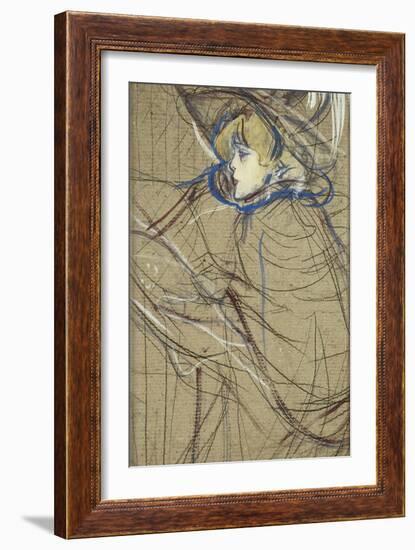 Profile of Woman: Jane Avril; Profil De Femme: Jane Avril, 1893-Henri de Toulouse-Lautrec-Framed Giclee Print