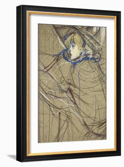 Profile of Woman: Jane Avril; Profil De Femme: Jane Avril, 1893-Henri de Toulouse-Lautrec-Framed Giclee Print