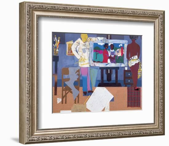 Profile/Part II, The Thirties: Artist with Painting and Model, c.1981-Romare Bearden-Framed Art Print