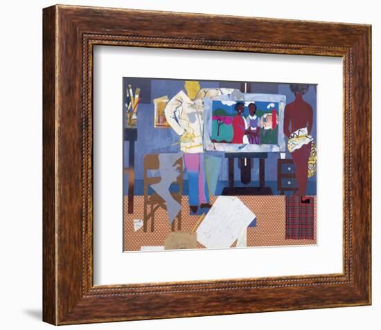 Profile/Part II, The Thirties: Artist with Painting and Model, c.1981-Romare Bearden-Framed Art Print