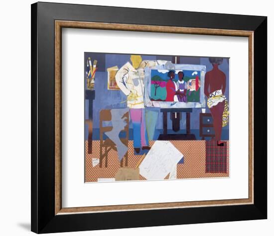 Profile/Part II, The Thirties: Artist with Painting and Model, c.1981-Romare Bearden-Framed Art Print