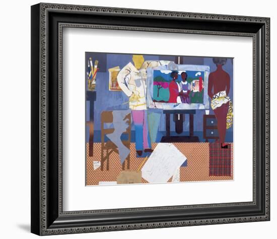 Profile/Part II, The Thirties: Artist with Painting and Model, c.1981-Romare Bearden-Framed Art Print