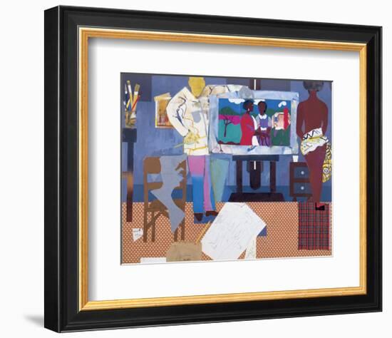 Profile/Part II, The Thirties: Artist with Painting and Model, c.1981-Romare Bearden-Framed Art Print