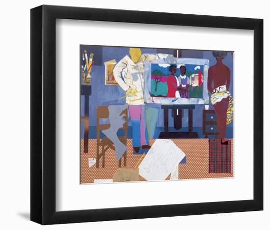 Profile/Part II, The Thirties: Artist with Painting and Model, c.1981-Romare Bearden-Framed Art Print