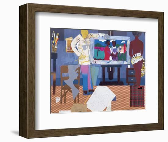 Profile/Part II, The Thirties: Artist with Painting and Model, c.1981-Romare Bearden-Framed Art Print