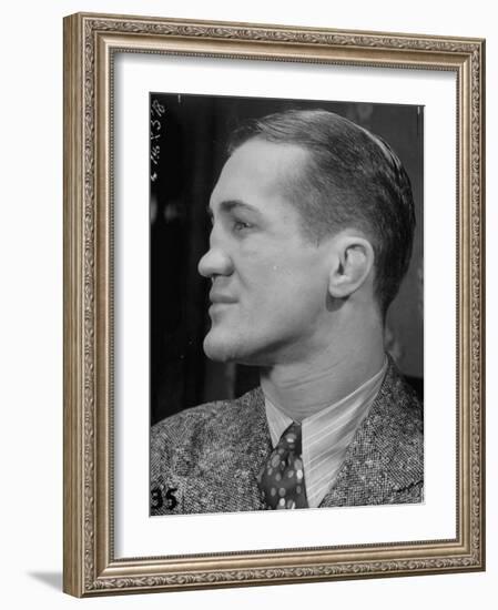 Profile Portrait of Welter Weight Champion Ferdinand Zivic Proudly Displaying His Crooked Nose-Alfred Eisenstaedt-Framed Photographic Print