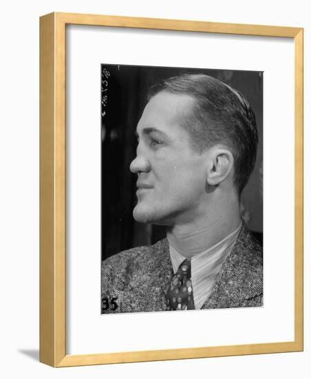 Profile Portrait of Welter Weight Champion Ferdinand Zivic Proudly Displaying His Crooked Nose-Alfred Eisenstaedt-Framed Photographic Print