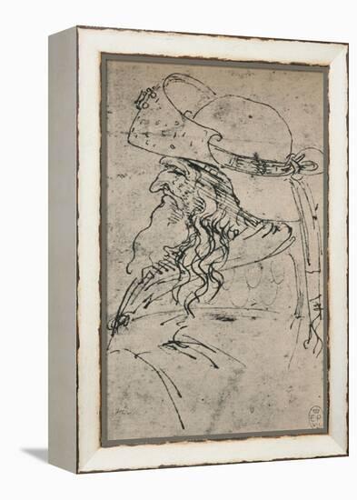 'Profile to the Left of an Old Man in a Large Hat', c1480 (1945)-Leonardo Da Vinci-Framed Premier Image Canvas