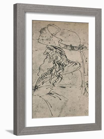 'Profile to the Left of an Old Man in a Large Hat', c1480 (1945)-Leonardo Da Vinci-Framed Giclee Print