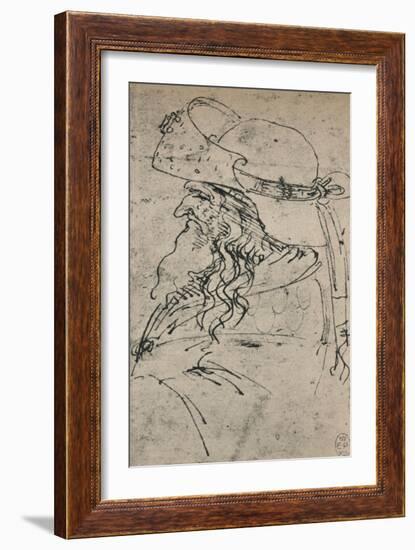 'Profile to the Left of an Old Man in a Large Hat', c1480 (1945)-Leonardo Da Vinci-Framed Giclee Print