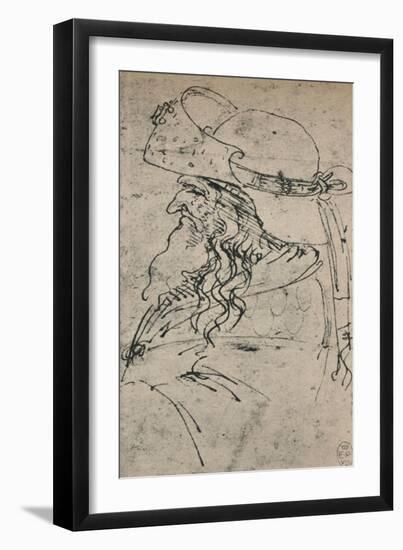 'Profile to the Left of an Old Man in a Large Hat', c1480 (1945)-Leonardo Da Vinci-Framed Giclee Print