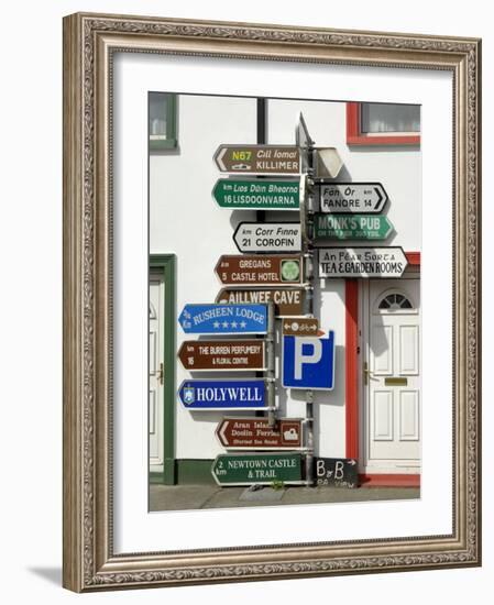 Profusion of Road Signs, Ballyvaughan, County Clare, Munster, Republic of Ireland-Gary Cook-Framed Photographic Print